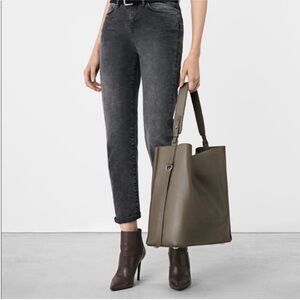 All Saints Gray Mink North South Shoulder Tote